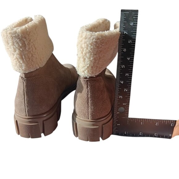 Blondo Waterproof Suede Ankle Boots Women’s Size 9 Taupe Shearling Lined Winter - Picture 13 of 13